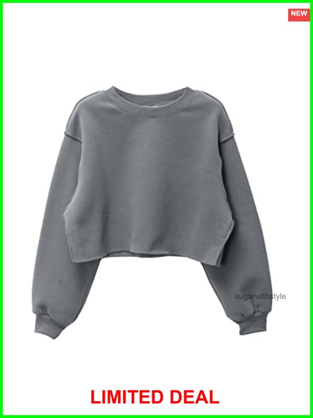 Fleece Raw Cut Cropped Crewneck Sweatshirt